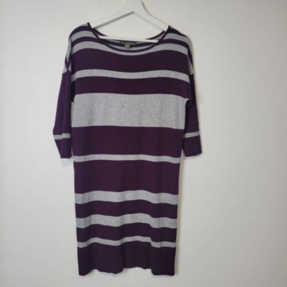 Tommy Bahama Hobart Purple & Gray Heather Stripe Pencil Sweater Dress Si… - Picture 3 of 9